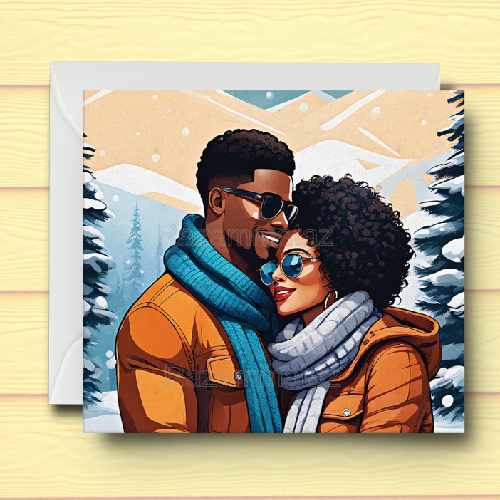 Black Couple C Christmas Card